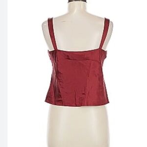Lafayette 148 Red Lined Silk Tank Fully Lined Scoop Neck Size 8 quiet luxury